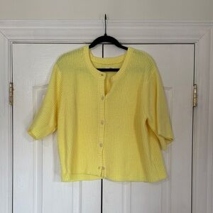 Aerie Yellow Button-Up Knit Top